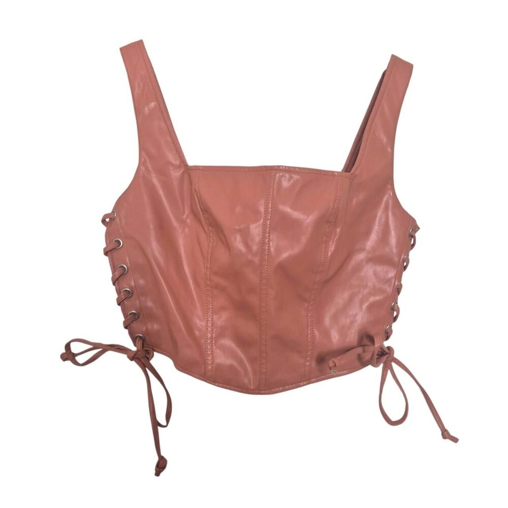 Altar'd State Camel Faux Leather Corset Top Size Medium $62